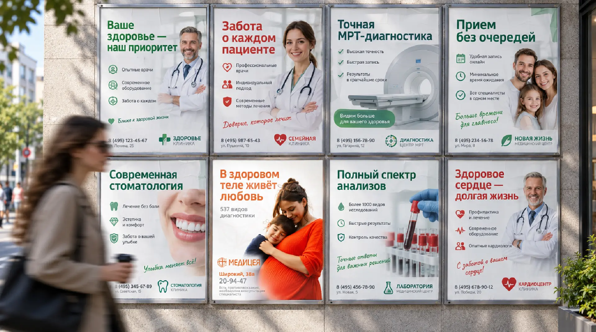 Анализ рекламы конкурентов клиники «Медицея»: все показывают врачей — вся медреклама визуально одинакова. Брендинговое агентство «Андва»